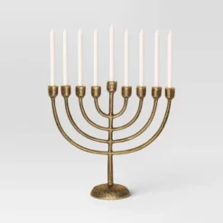Cast Aluminum Menorah Antique Gold - Threshold™ -Threshold Furnish Shop GUEST 04d068b3 94f9 449c a005 4a5d86e53dc0