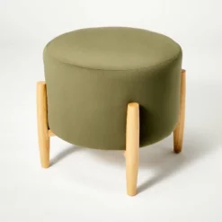 Elroy Round Velvet Ottoman With Wooden Legs - Threshold™ Designed With Studio McGee -Threshold Furnish Shop GUEST 1d22f669 2a10 491f 9147 d5d1729c7a8d