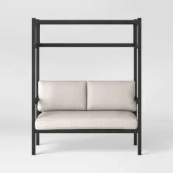 Ryegate 2pc 4' Mini Patio Daybed With Ottoman Weathered Teak - Threshold™ -Threshold Furnish Shop GUEST 21a748c0 b63f 40d1 bcbd 1159f522c39f