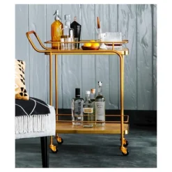 Metal, Wood, And Leather Bar Cart - Gold - Threshold™ -Threshold Furnish Shop GUEST 3940ea51 5dbd 496d adf0 a33ee04f6d3f