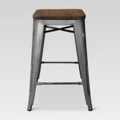 Set Of 2 Hampden Industrial 24" Counter Height Barstool Natural Metal - Threshold™ -Threshold Furnish Shop GUEST 409db75d c29b 4926 bec6 cf73119ea7dd