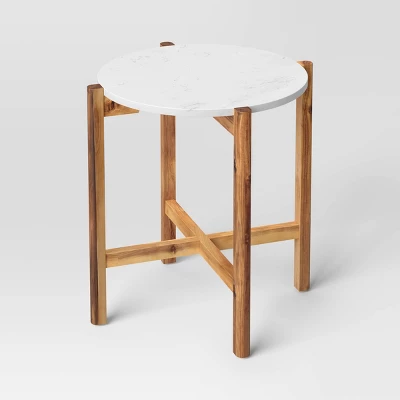 Wood and Marble Accent Table Natural - Threshold™ Wood And Marble Accent Table Natural - Threshold™ -Threshold Furnish Shop GUEST 4305c5c4 378d 49c4 a81f 9fefe6e03c3a