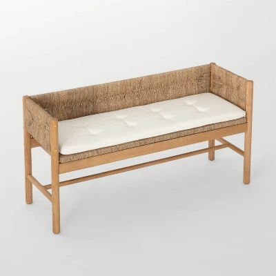 Elden Wood Bench with Woven Back and Loose Cushion Seat - Threshold™ designed with Studio McGee Elden Wood Bench With Woven Back And Loose Cushion Seat - Threshold™ Designed With Studio McGee -Threshold Furnish Shop GUEST 512a58d0 258b 4cd4 8401 add11f70e81d