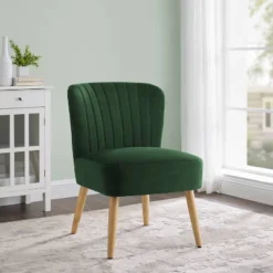 Chelidon Velvet Slipper Chair Green - Threshold™ -Threshold Furnish Shop GUEST 5719485c 1f7e 4310 95d0 4d96f29262e8