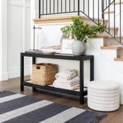 Console Table With Woven Rattan Shelf Black - Threshold™ Designed With Studio McGee -Threshold Furnish Shop GUEST 5cacba25 9de0 4a9b 86d8 dd94f14308e1