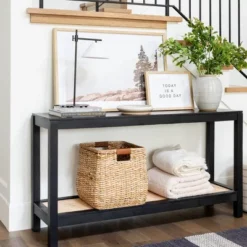 Console Table With Woven Rattan Shelf Black - Threshold™ Designed With Studio McGee -Threshold Furnish Shop GUEST 6e7f68b7 50c5 44c5 965d a4d52aa919cd