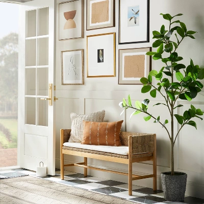 Elden Wood Bench with Woven Back and Loose Cushion Seat - Threshold™ designed with Studio McGee Elden Wood Bench With Woven Back And Loose Cushion Seat - Threshold™ Designed With Studio McGee -Threshold Furnish Shop GUEST 7ad5a497 7824 4b32 98f5 cadfbeb3da08