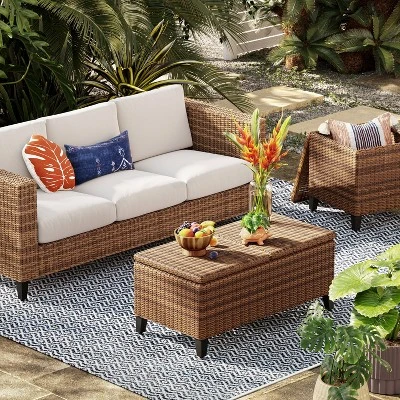 Brookfield Steel Wicker Patio Sofa - Light Brown - Threshold™ Brookfield Steel Wicker Patio Sofa - Light Brown - Threshold™ -Threshold Furnish Shop GUEST 7f3c7231 05db 4c19 9535 cdd8dad40792 1