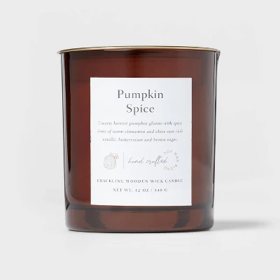 Clear Colored Glass with Woodwick and Brass Metal Inset Lid Pumpkin Spice - Threshold™ Clear Colored Glass With Woodwick And Brass Metal Inset Lid Pumpkin Spice - Threshold™ -Threshold Furnish Shop GUEST 821ee956 aa5e 4069 894a 4dec7bb58dc5