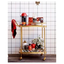 Metal, Wood, And Leather Bar Cart - Gold - Threshold™ -Threshold Furnish Shop GUEST 8b37d9d0 220c 44ab 9ad7 9d758ab91a72