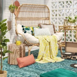 Wicker & Metal Outdoor Patio Chair, Egg Chair Natural - Threshold™ Designed With Studio McGee -Threshold Furnish Shop GUEST 98121453 7012 488d ba4f 18f874372531