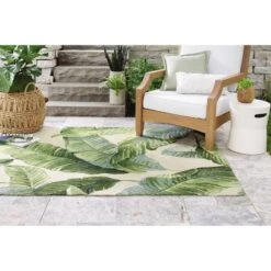 9'x12' Vacation Tropical Rectangular Woven Outdoor Area Rug Green - Threshold™ -Threshold Furnish Shop GUEST aab5da14 b695 40aa 928e d873f7173533