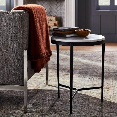 Pleasant Grove Round Marble End Table White - Threshold™ designed with Studio McGee Pleasant Grove Round Marble End Table White - Threshold™ Designed With Studio McGee -Threshold Furnish Shop GUEST c4e3906a 347b 4d93 8f9c 98e2ddcba46b