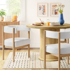 Kenova Upholstered Dining Chair With Wood Dowel Legs Cream - Threshold™