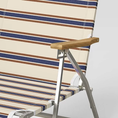 Striped Aluminum Beach Lounger with Wood Arms - Threshold™ Striped Aluminum Beach Lounger With Wood Arms - Threshold™ -Threshold Furnish Shop GUEST df789a71 0257 4fd1 9821 4102e7b5fb20