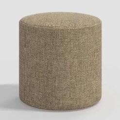Round Thalia Ottoman In Textured Linen - Threshold™