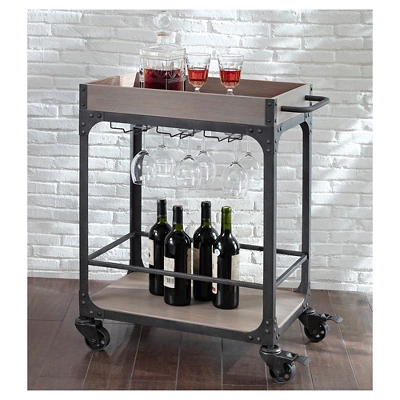 Franklin Bar Cart and Wine Rack Weathered Gray - Threshold™ Franklin Bar Cart And Wine Rack Weathered Gray - Threshold™ -Threshold Furnish Shop GUEST f56f95ed 7805 4e5d b69d 257b823aaa93