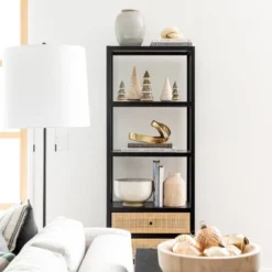 Console Table With Woven Rattan Shelf Black - Threshold™ Designed With Studio McGee -Threshold Furnish Shop GUEST f71b8141 512b 4383 9135 4f0d694163bd